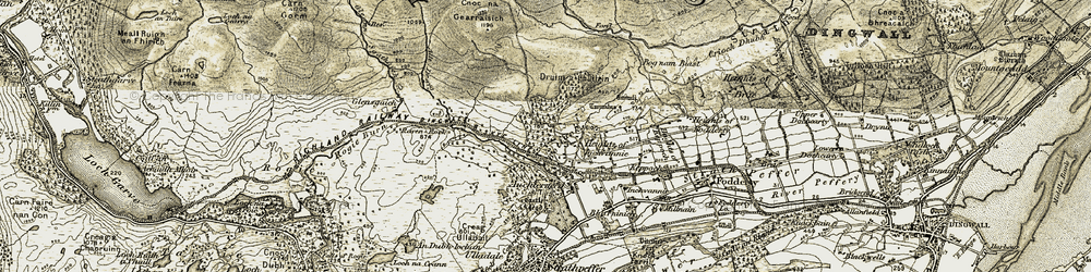 Old map of Bottacks in 1908-1912