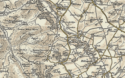 Old map of Botternell in 1900