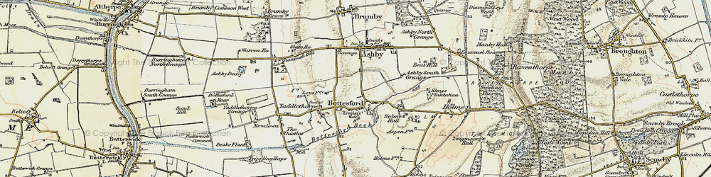 Old map of Bottesford in 1903