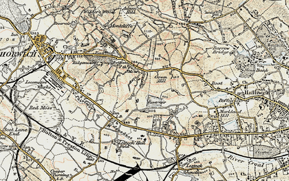 Old map of Bottom o' th' Moor in 1903