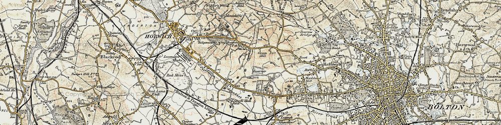 Old map of Bottom o' th' Moor in 1903