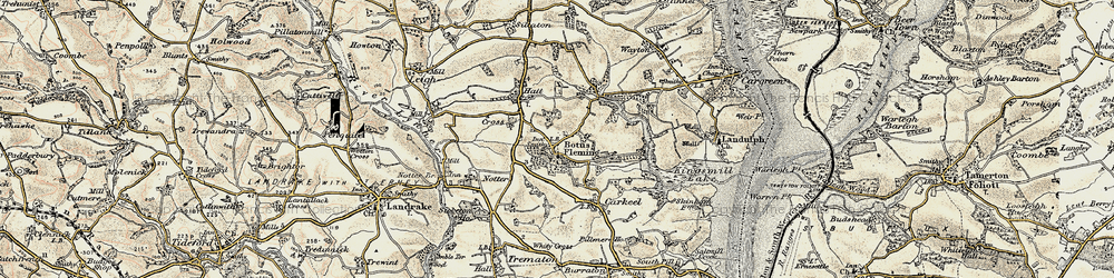 Old map of Botusfleming in 1899-1900