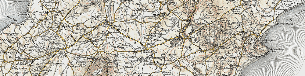 Old map of Botwnnog in 1903