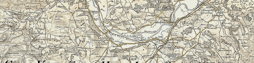 Old map of Boughrood Brest in 1900-1902