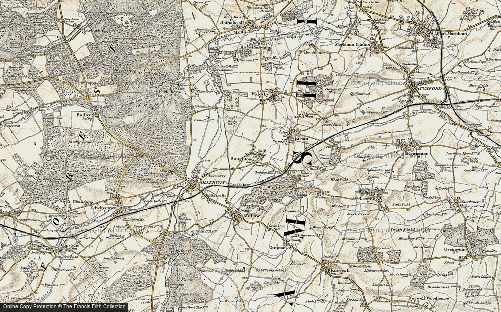 Old Map of Historic Map covering Ollerton Pits Wood in 1902-1903