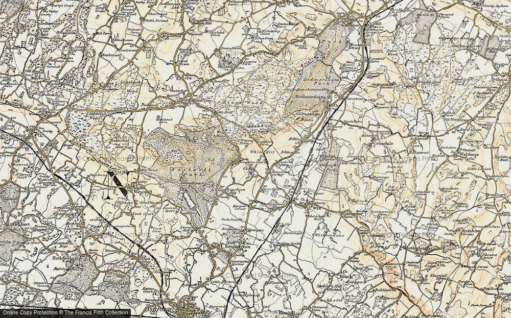 Old Map of Boughton Aluph, 1897-1898 in 1897-1898