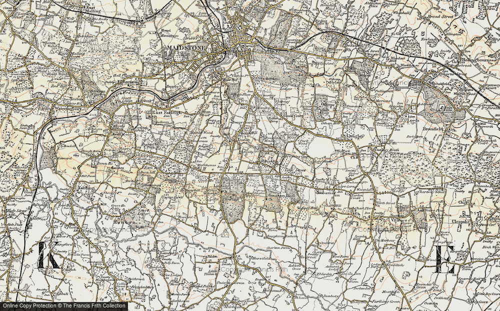 Linton Boughton Monchelsea Chart OS Kent 52-NE-1938 old map repro 