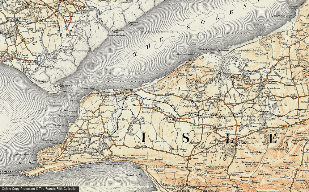 Old Map of Bouldnor, 1899-1909 in 1899-1909