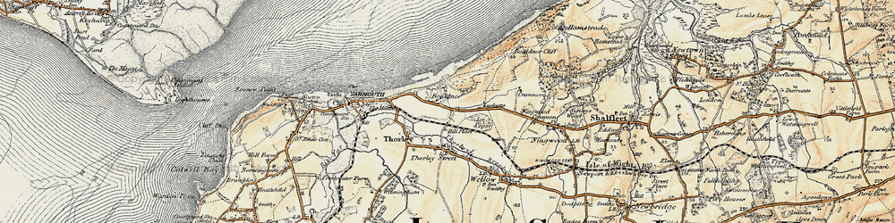 Old map of Bouldnor in 1899-1909