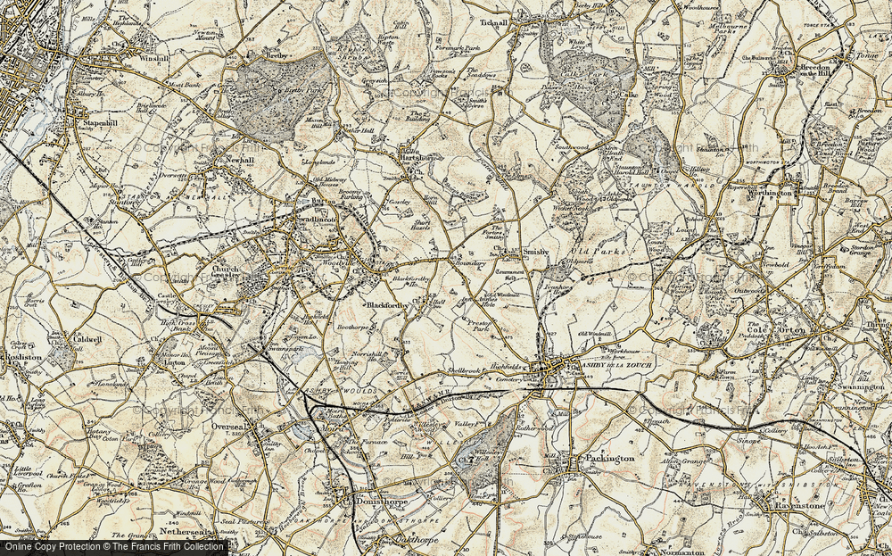 Old Map of Historic Map covering Blackfordby Ho in 1902-1903