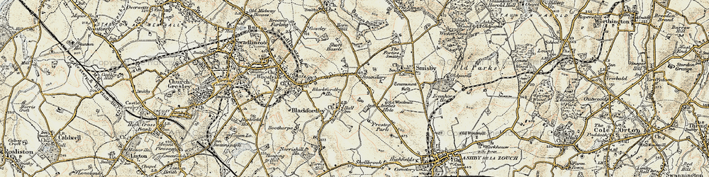 Old map of Blackfordby Ho in 1902-1903