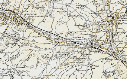 Old map of Bourne End in 1898