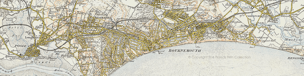 Old map of Bournemouth in 1899-1909