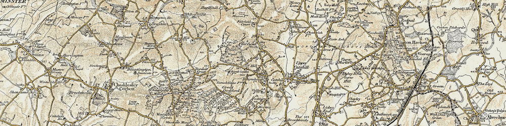 Old map of Bournheath in 1901-1902