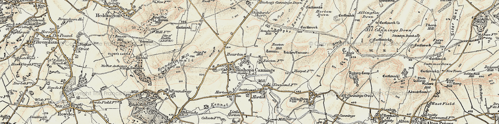 Old map of Bourton in 1898-1899