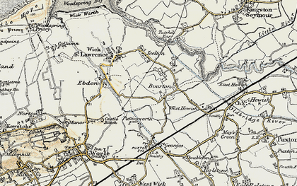 Old map of Bourton in 1899-1900