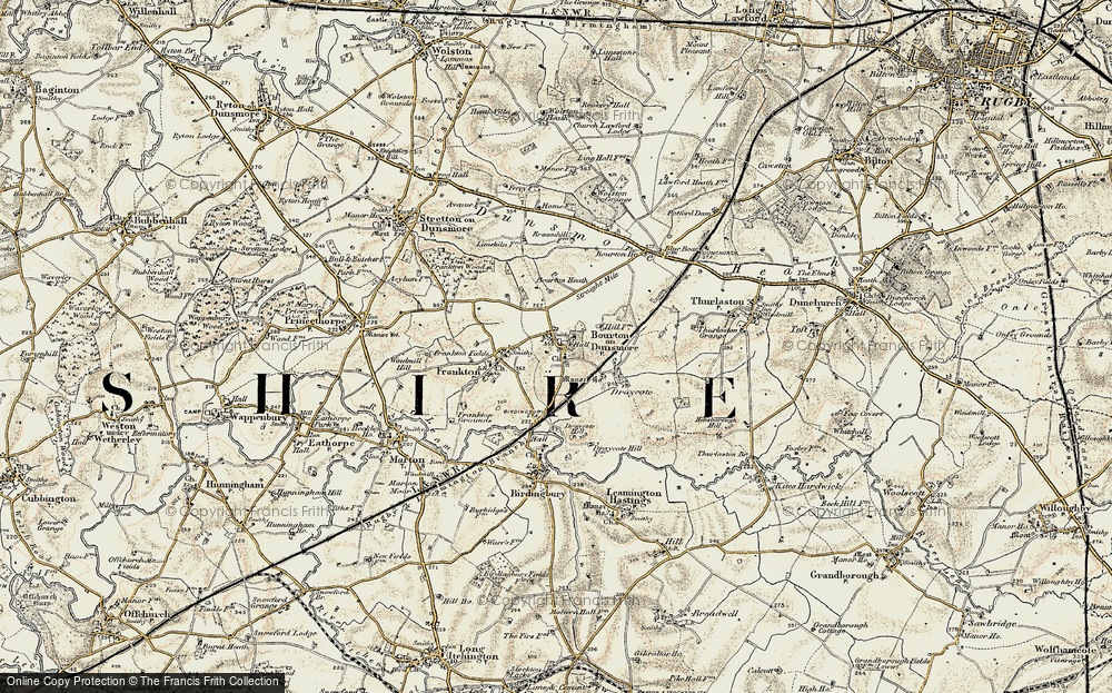 Old Map of Bourton on Dunsmore, 1901-1902 in 1901-1902