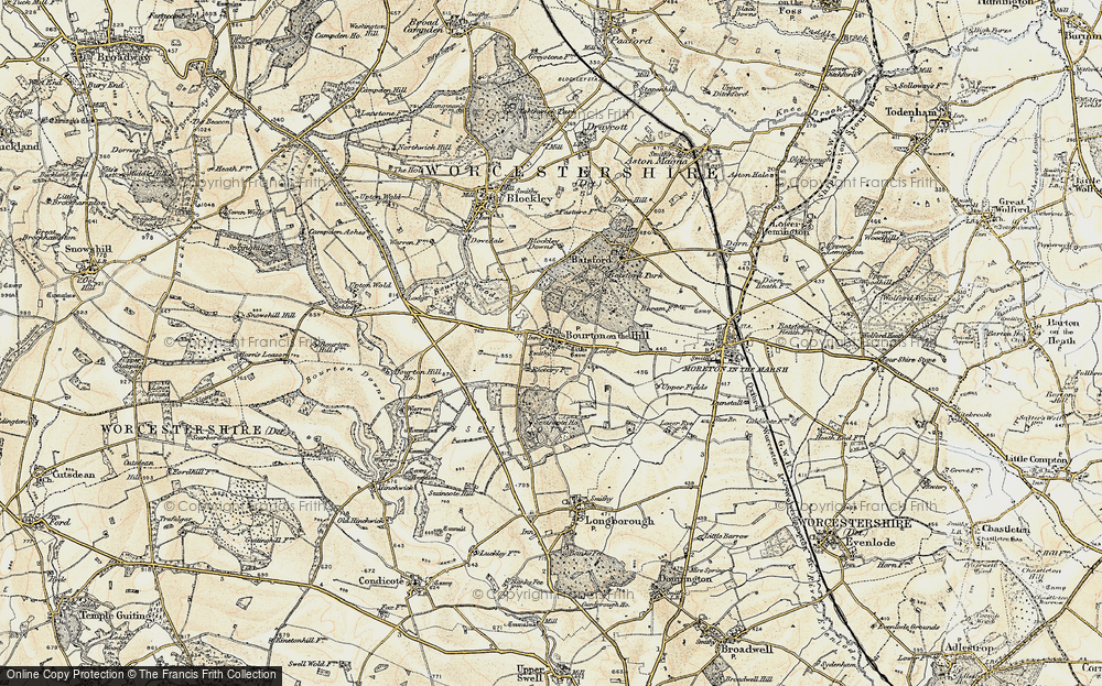 Old Map of Bourton-on-the-Hill, 1899 in 1899