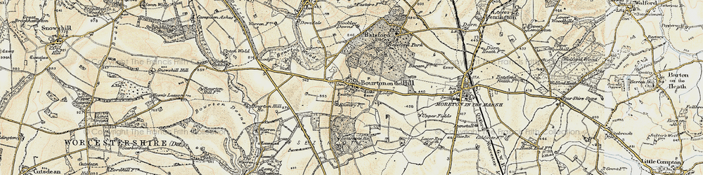 Old map of Bourton-on-the-Hill in 1899