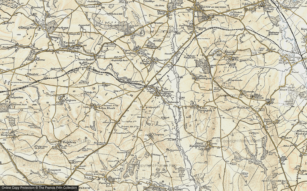Old Map of Bourton-on-the-Water, 1898-1899 in 1898-1899