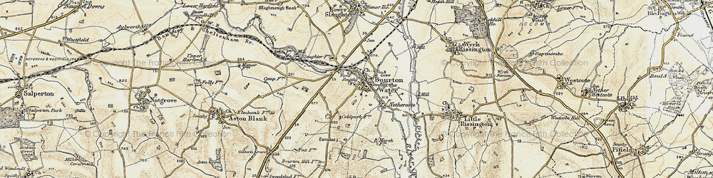 Old map of Bourton-on-the-Water in 1898-1899