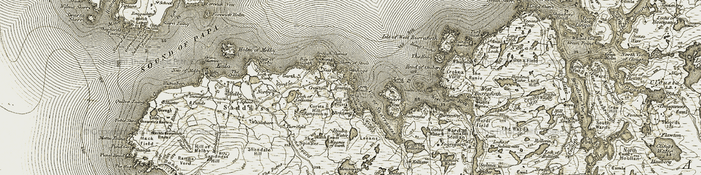 Old map of Bousta in 1911-1912
