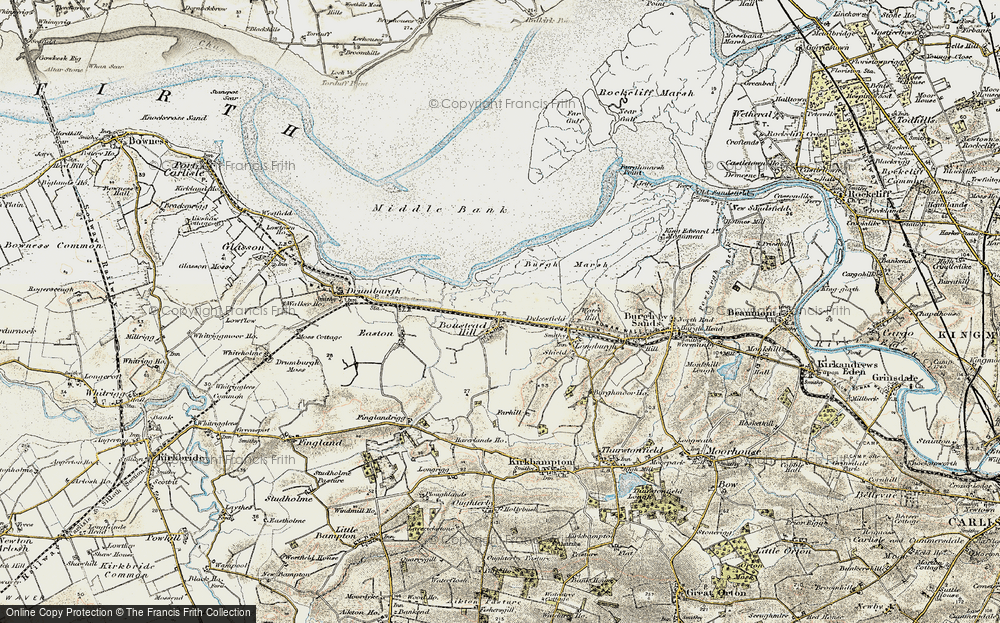 Old Map of Historic Map covering Burgh Marsh in 1901-1904