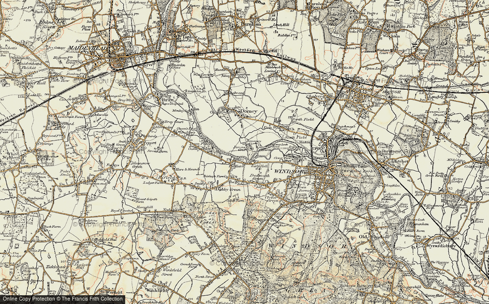 Old Map of Historic Map covering Boveney Court in 1897-1909