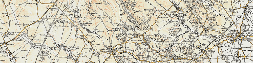 Old map of Boveridge in 1897-1909