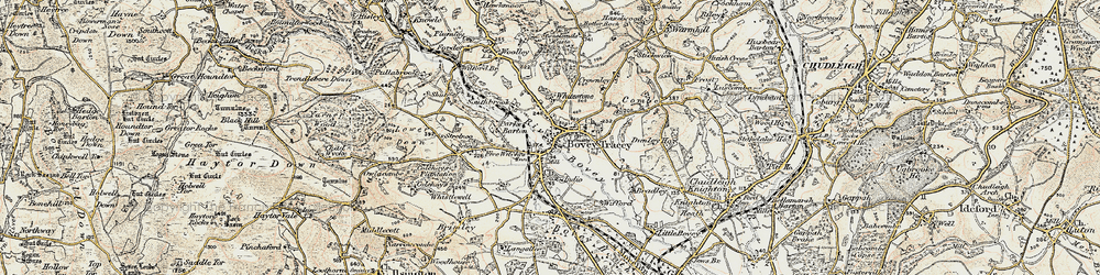 Old map of Bovey Tracey in 1899-1900