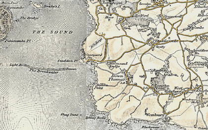 Old map of Bovisand Bay in 1899-1900