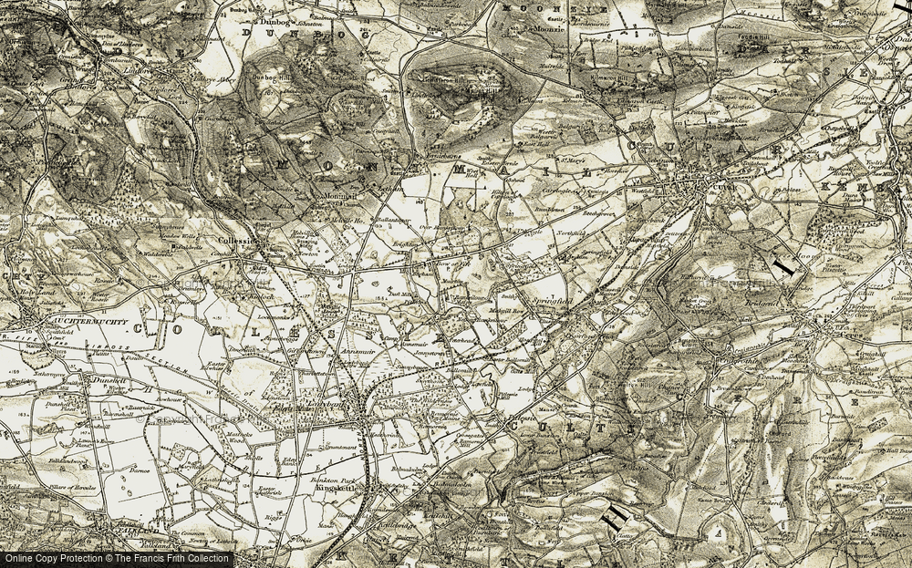 Old Map of Historic Map covering Annsmuir in 1906-1908