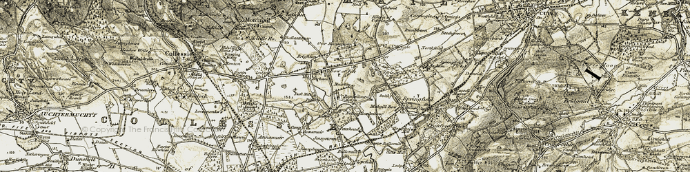Old map of Bow of Fife in 1906-1908