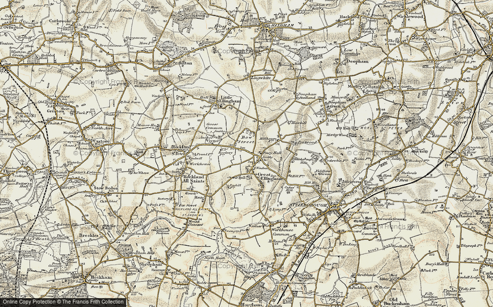Old Map of Historic Map covering Bury Hall in 1901-1902