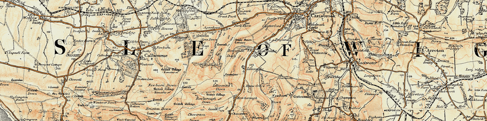 Old map of Bowcombe in 1899-1909