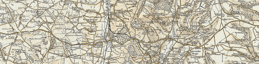 Old map of Bowd in 1899