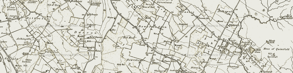 Old map of Bowermadden in 1911-1912