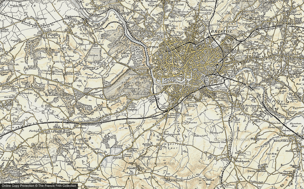 Old Map of Historic Map covering Ashton Court in 1899