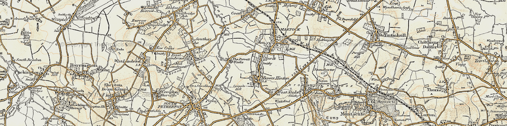Old map of Bower Hinton in 1898-1900