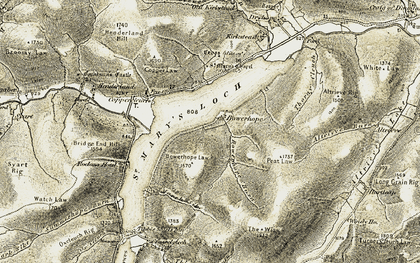 Old map of Bowerhope Burn in 1904