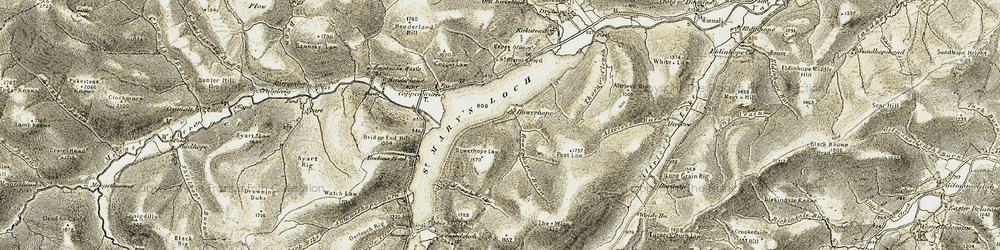 Old map of Bowerhope Burn in 1904
