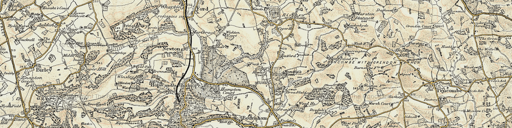 Old map of Bowley Town in 1899-1901