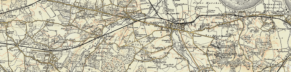 Old map of Bowmans in 1897-1898