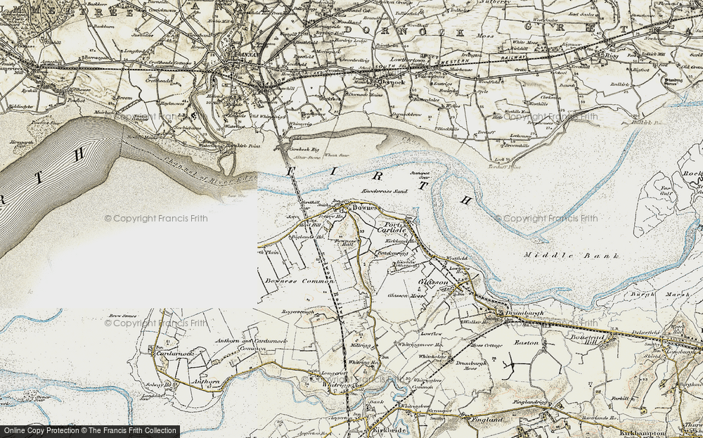 Old Map of Historic Map covering Bowness Wath in 1901-1904