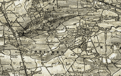 Old map of Bowriefauld in 1907-1908