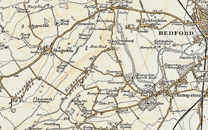 Old map of Box End in 1898-1901