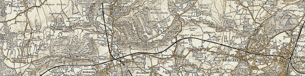 Old map of Brockham Warren in 1898-1909