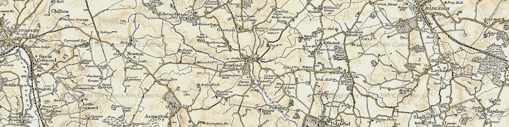Old map of Boxford in 1898-1901