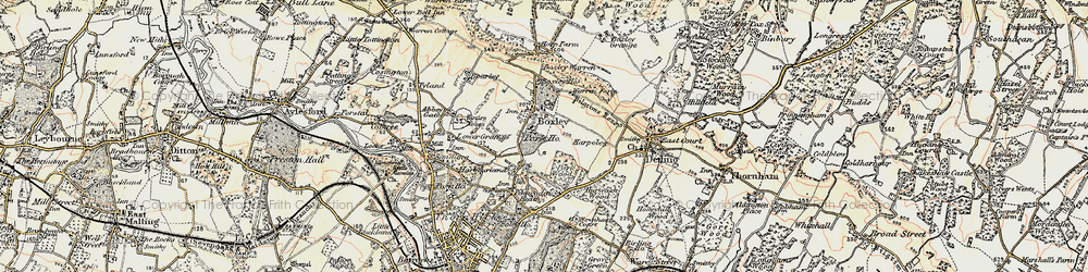 Old map of Boxley Ho in 1897-1898