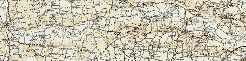 Old map of Boxted in 1898-1899